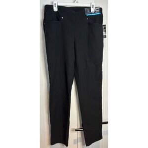 PGA Tour Womens Golf Pants Black Tummy Control Stretch Moisture Wicking UPF 50 L